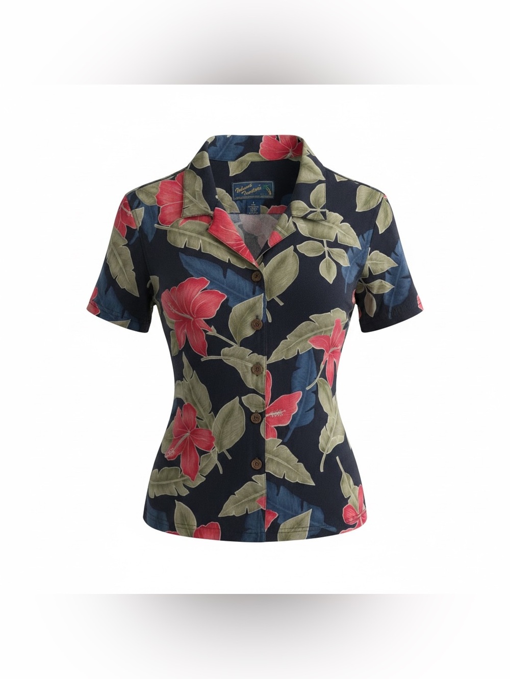 Vtg Island Traders Tropical Shirt Women S Hawaiian Floral Short Sleeve Button